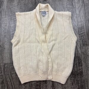 Vintage The Villager Cream Wool Sweater Vest